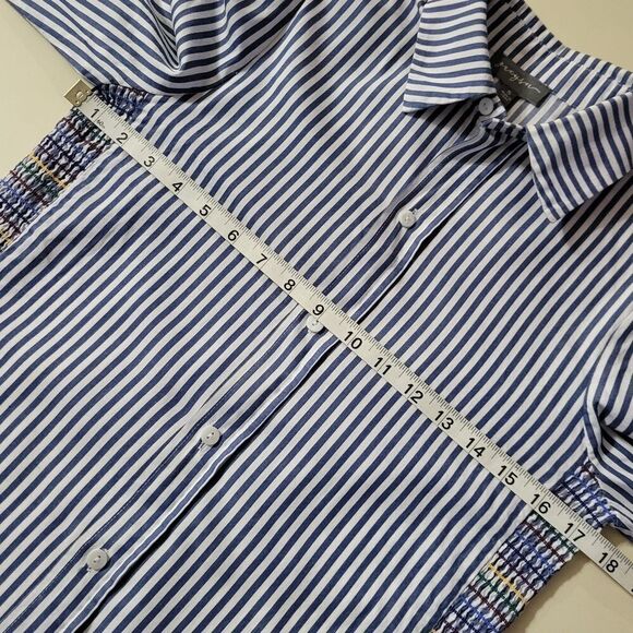 Greyson Blue White Stripe Multi-color Side Smock Long Sleeve Button-Down Shirt - Picture 7 of 16